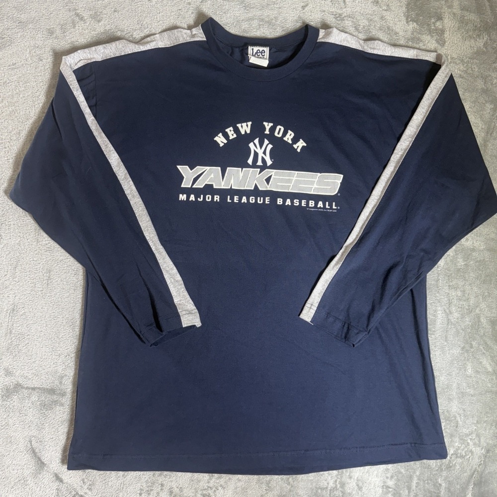 VTG Lee Sport MLB New York Yankees 2002 Men's Long-Sleeve Blue‎ Shirt XXL